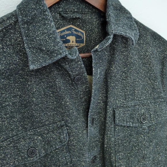 Freedom Foundry Long Sleeve Heavy Weight Chamois Flannel‎ Shirt Gray Mens Size M - Picture 2 of 6